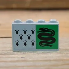 LEGO Light Bluish Gray Panel 1x4x2 Slytherin Snake Black Spires Sticker 14718