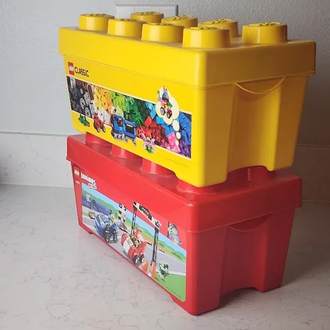 LEGO Classic & Juniors Storage Bins 8 Stud Container Plastic Case Empty pair