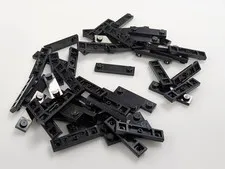 Lego x50 Black Plate, Modified 1 x 4 with 2 Studs Groove # 41740