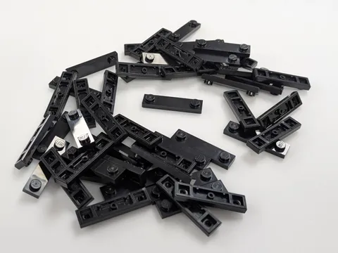 Lego x50 Black Plate, Modified 1 x 4 with 2 Studs Groove # 41740