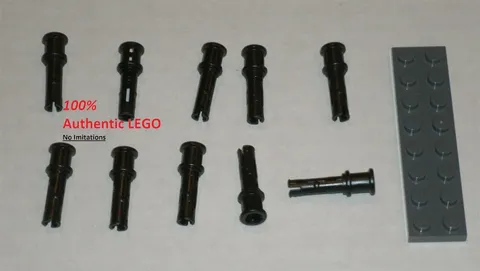 LEGO NEW Black Long Pin Friction and Bushing Attached (10x) 4140801 Brick 32054
