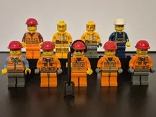 9 lego construction minifigures