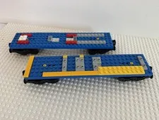 (2) Lego Train Base Lot 92339 6 x 28 & Wheel Assembly 2878- BLUE
