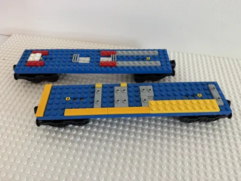 (2) Lego Train Base Lot 92339 6 x 28 & Wheel Assembly 2878- BLUE
