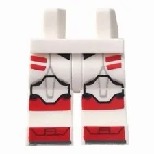 LEGO White Hips and Legs with SW Clone Trooper Armor with Knee Pads, Red Stripes