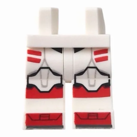 LEGO White Hips and Legs with SW Clone Trooper Armor with Knee Pads, Red Stripes