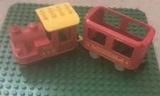 Lego Duplo - Red & Black Battery Operated Train Engine  & Boxcar Pieces (Tested)