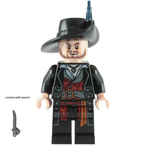 LEGO Minifigure Pirates of the Caribbean poc004 Hector Barbossa Black Coat NEW