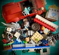 LEGO Mixed Parts Lot Red Sports Car Minifigures Shark Accessories 