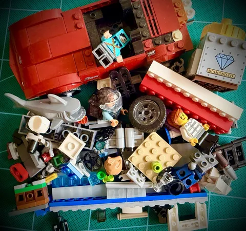 LEGO Mixed Parts Lot Red Sports Car Minifigures Shark Accessories 
