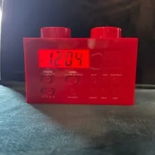Lego Red Brick Portable Alarm Clock AM/FM Radio LG11012 Tested Excellent 2009