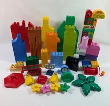 Mixed Lot Of Vintage Lego Duplo 180+ Pieces Bricks Flowers Fruit Leaves (A)