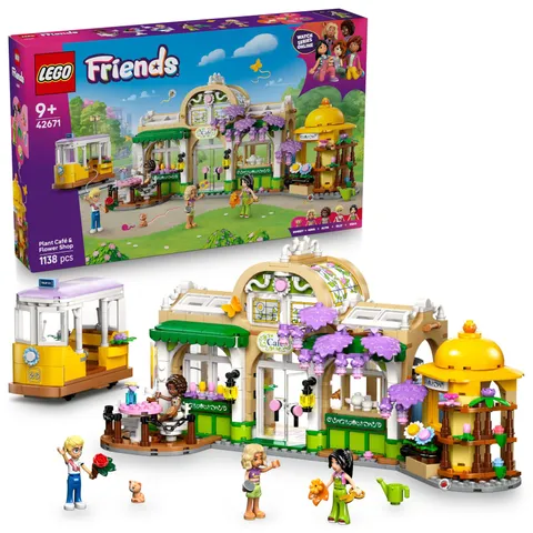 LEGO Friends Plant Café & Flower Shop Toy with 4 Mini Dolls, a Pet Cat Figure, T