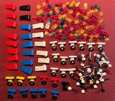 Lego lot of 220 small car parts: steering wheels, gear shifts, doors, lights