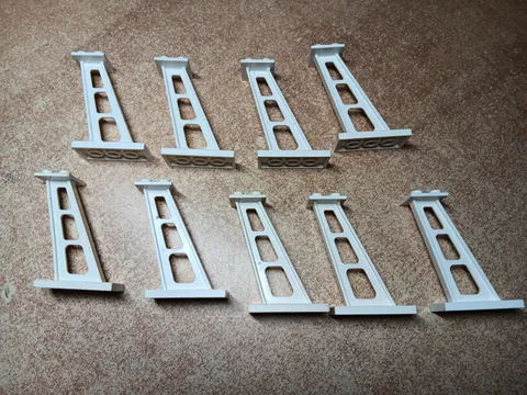 LEGO BULK LOT OF 9 WHITE STANCHION INCLINED TRAIN MONORAIL SUPPORT 2X4X5 #4476B