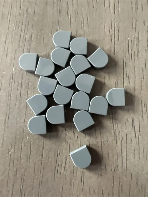LEGO 24246 Dark Bluish Gray Tile, Round 1 x 1 Half Circle Extended 19 Pieces