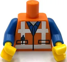 Lego New Orange Minifigure Torso Safety Vest w/ Reflective Crossed Stripes Part