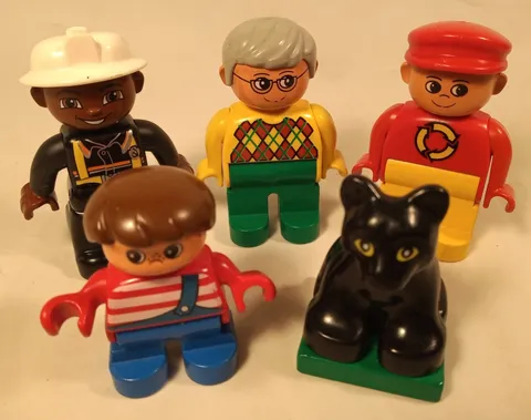 Lego Duplo Lot of 5 Figures Family Black Panther Grandfather Boy Fireman Recycle