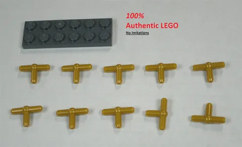 LEGO NEW Pearl Gold Pneumatic Tee (10x) 6452472 Brick 4697