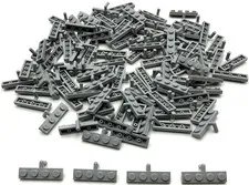 Lego 100 New Light Bluish Gray Plates Modified 1 x 4 with Bar Arm Down Pieces