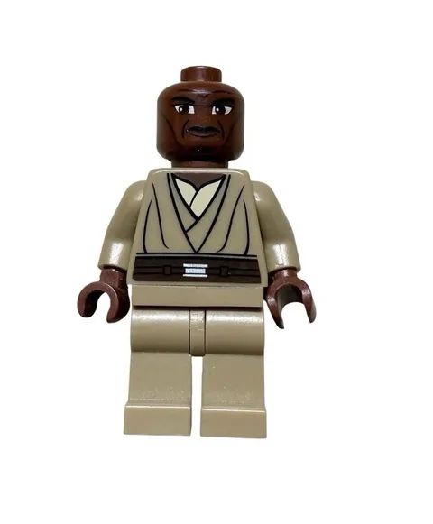 LEGO Star Wars Mace Windu Minifigure Clone Wars Jedi Master Tan Robes Minifig