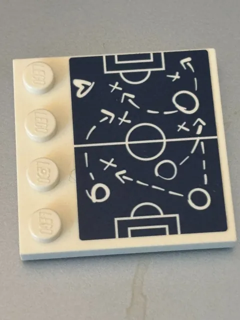 LEGO Modified 4 x 4 Tile with studs on the edge, featuring a soccer game plan