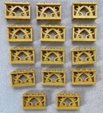 LEGO Part 19121 (Qty 14) Pearl Gold Ornamental Fence 1x4x2 with 4 Studs NEW