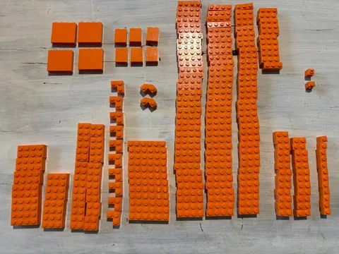 LEGO Orange Bricks Lot 215 Pieces Mixed Sizes Bulk Genuine LEGO