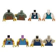 LEGO Minifigure Overalls Torso Assortment x4