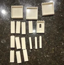 LEGO White Bricks & Panels Mixed Parts Lot, Stackable Plastic Pieces