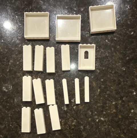 LEGO White Bricks & Panels Mixed Parts Lot, Stackable Plastic Pieces