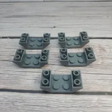 Lego Part 4871 Slope, Inverted 45 4 x 2 Double with 2 x 2 Cutout (5 pcs) Gray