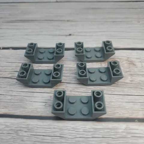 Lego Part 4871 Slope, Inverted 45 4 x 2 Double with 2 x 2 Cutout (5 pcs) Gray