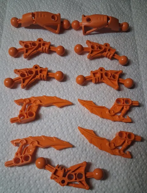 BC Lego Lot 11 Orange Assorted Bionicle Parts Connectors Legs  Accessories