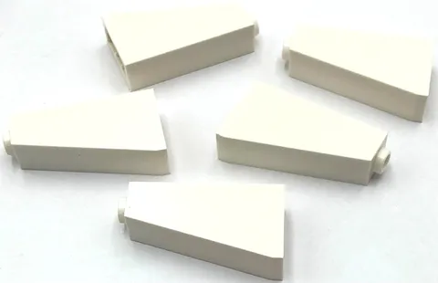 Lego 5 New White Slopes Sloped 75 2 x 1 x 3 - Hollow Stud Parts