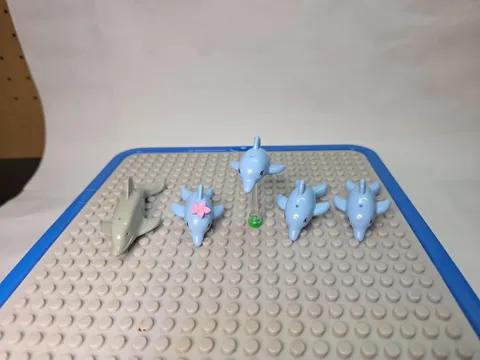 Lego Dolphin Lot Of 5 Minifigures Sea creature Animal- 4 Blue and 1 Grey