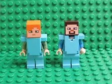 Lot 2 LEGO Minecraft minifigures Steve Alex Diamond Armor SD54