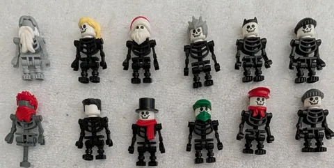 LEGO Skeleton Minifig Army Lot With Hats. Halloween