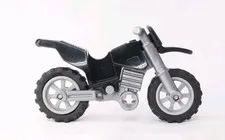 LEGO Black Minifigure Dirt Bike Motocycle with Silver Frame