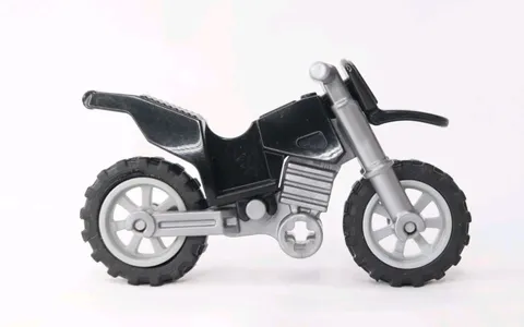 LEGO Black Minifigure Dirt Bike Motocycle with Silver Frame