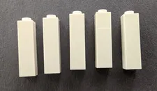 5 LEGO parts pieces, white, tall brick 1x1x3, #14716
