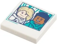 Lego White Tile 2x2 Printed Photo Gwen Stacy Miles Morales 71050 #WAB007