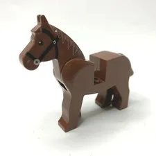 LEGO Animal Minifigure Brown Horse Black Eyes Bridle
