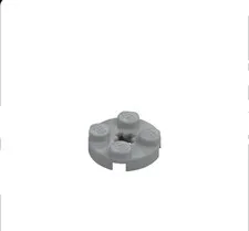 LEGO Parts 4032 (x2) LIGHT BLUISH GREY Plate, Round 2 x 2 with Axle Hole