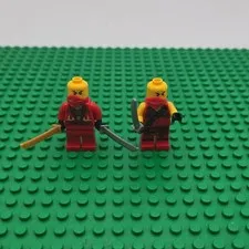 LEGO Ninjago Kai Minifigure Lot 2 Red Ninja Figures w/ Swords Genuine