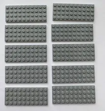 LEGO Part 3030 (Qty 10) Plate 4x10 in color Light Bluish Gray NEW