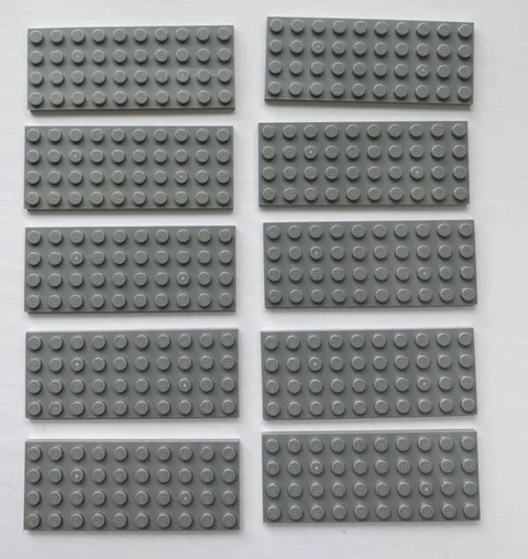 LEGO Part 3030 (Qty 10) Plate 4x10 in color Light Bluish Gray NEW