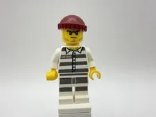 LEGO CITY Part cty0954 - Sky Police, Jail Prisoner, stripes, stubble, red hat