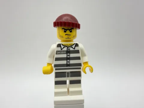 LEGO CITY Part cty0954 - Sky Police, Jail Prisoner, stripes, stubble, red hat