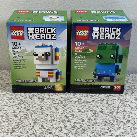 LEGO Brickheadz Minecraft Llama (40625) & Zombie (40626) Retired Sets New Sealed